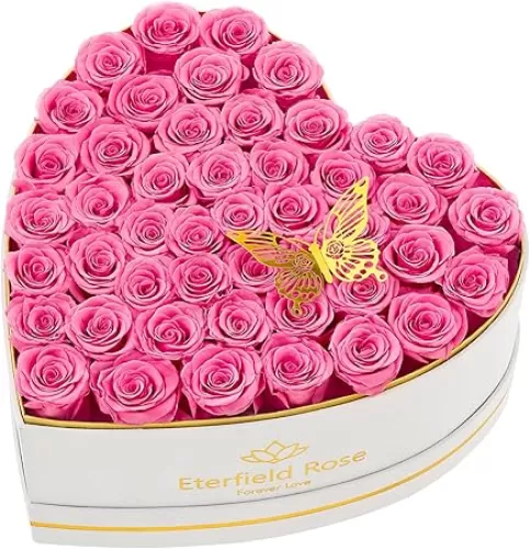 Eterfield 47-Piece Forever Flowers in Heart Shape Box, Mother