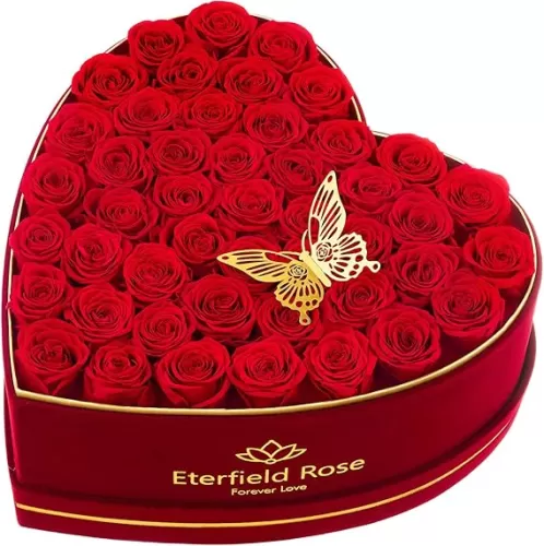 Eterfield 47-Piece Forever Flowers Preserved Roses in Heart Shape Box, Mother