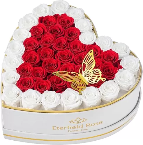 Eterfield 47-Piece Preserved Roses in Heart Shape Box, Mother