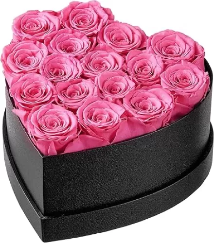 Eterfield Forever Flowers in Heart Shape Box Preserved Roses That Last Over a Year Gifts for Mother Wife Valentines Day Mothers Day, Pink