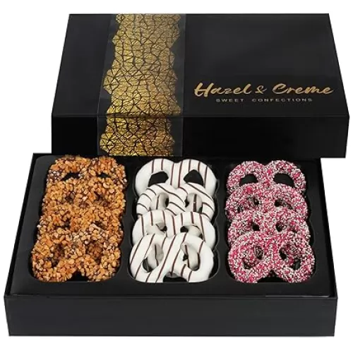 Father's Day Pretzel Gift Basket - Kosher Chocolate Covered Pretzels - Gourmet Basket Filler - Anniversary, Corporate, Birthday, Holiday, Employee Appreciation