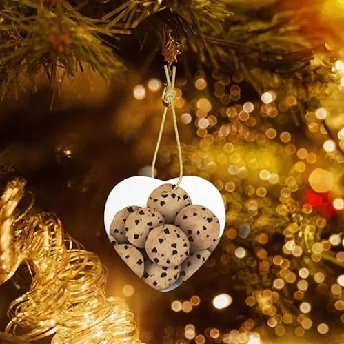 Food Chocolate Chip Biscuits Christmas Ornament Heart Shape Ceramic Christmas Hanging Ornament Christmas Tree Decoration Ceramic Ornament for Xmas Decor Home Office Gift Ideas