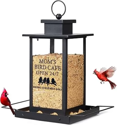 for Mom - Mom's Bird Cafe Open 24/7 Bird Feeders for Outdoors, Love Mom Birthday Gifts from Daughters Son, Squirrel Proof