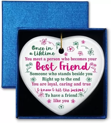 for Women, Someone Who Stands Beside You, Ornament Keepsake Sign Gifts for Friend, Ceramic Heart Shaped Plaque Birthday Christmas Graduation Friendship Gifts for Women Friends