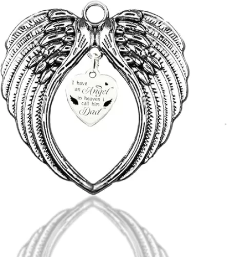 FREEBLOSS Memorial Ornament for Dad Keepsake Bereavement Gift Memorial Tree Hanging Decoration Alloy Pet Commemorative Pendant Heart Shaped Keychain Pendant Sympathy Gift