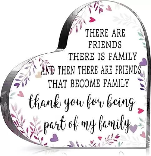 Friendship Gift for Women Girls Birthday Going Away Gifts Best Friend Acrylic Plaque for Coworker Retirement Friendship Keepsake Decor(Heart)