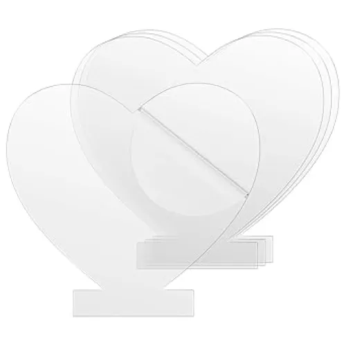 Gartful 4PCS Acrylic Sheets for Light Base, Clear Cast Plexiglass Board, 0.08"(2mm) Thick Plastic Glass Panel with Protective Film for LED Light Base, Table Sign, DIY Display Project, Heart Shape