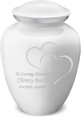 Geturns Embrace Adult Personalized Heart Cremation Urns for Human Ashes I Large White Funeral Urn for Women and Men I 200 lbs