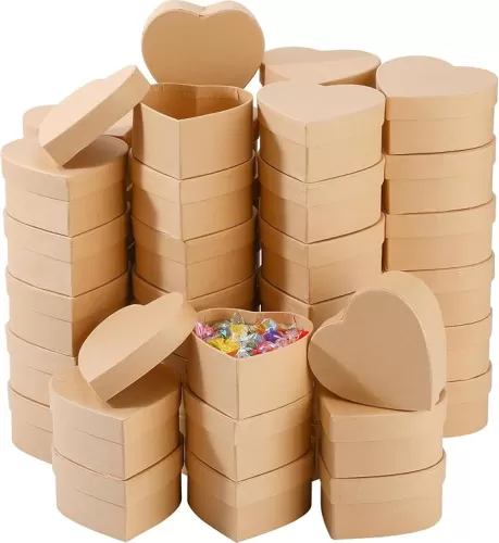 Geyee 48 Pcs Heart Shaped Paper Mache Box, Gift Box with Lid 3. 9 Inch Nesting DIY Cardboard for Decoupaging Painting Storing Jewelry Treasure