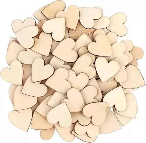 Giantree 100 Pcs 0.8Inch Wooden Hearts for Crafts, Wood Heart Cutouts, Unfinished Blank Wooden Hearts Shapes, Wood Slices Tags for Valentine