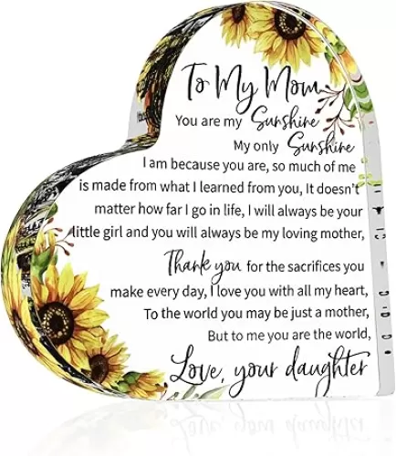 Gifts for Mom, Acrylic Heart-Shaped Keepsake Sign - 3.9 x 3.9 Inch, Mother’s Day Birthday Gifts from Daughter Son, Acrylic Plaque Decorative Signage for Mothers, Stepmom, Mother in Law