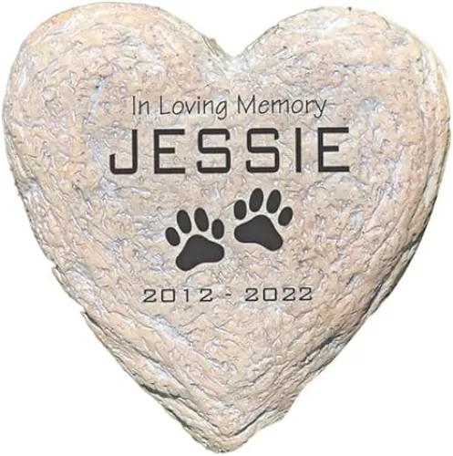 GiftsForYouNow Engraved in Loving Memory Pet Memorial Garden Stone, 5 Inch Heart-Shaped, Durable, Waterproof, Temporary Grave Marker, Dog Tombstone