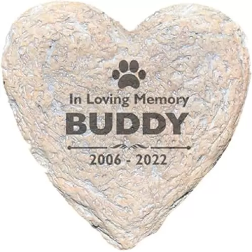 GiftsForYouNow Engraved Personalized Pet Memorial Garden Stone, 8.5" W, Heart-Shaped, Durable, Waterproof, Indoor/Outdoor