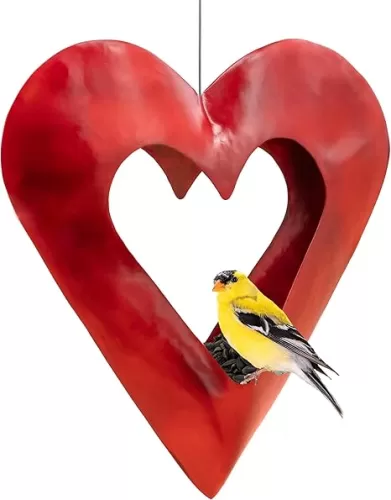 Good Directions Copper Heart Red Bird Feeder