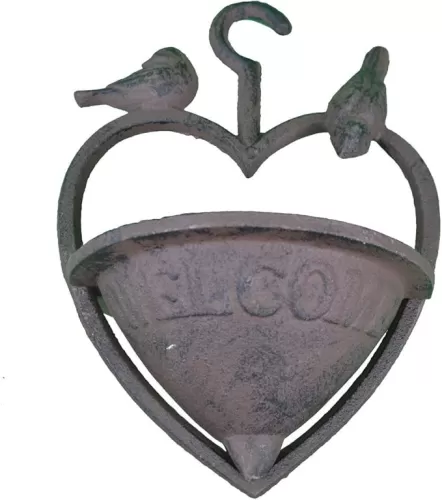 Hanging Heart Shaped Love Bird Feeder Or Bath 5.5" Wide