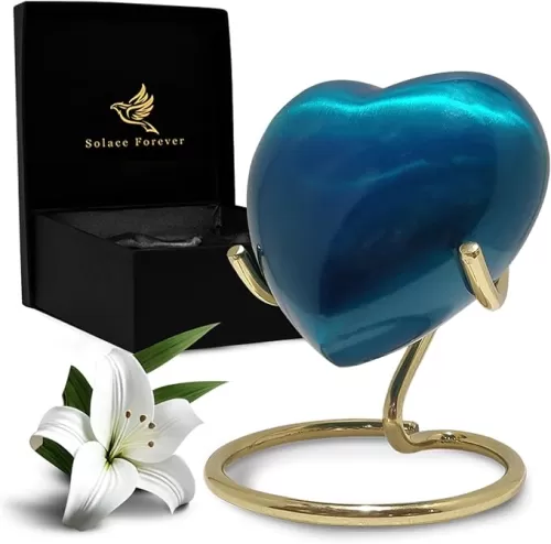 Heart Urns for Human Ashes - Small Urn for Ashes for Women & Men with Stand & Box - Heart Shaped Urn for Baby Boy & Girl - Honor Your Loved One with Keepsake Urns (White, Small)