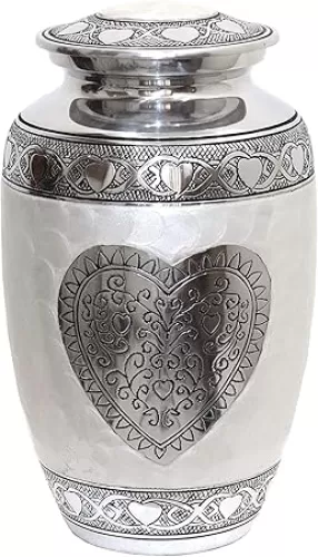 hlc Urns Heart Cremation Urn - Funeral Urn for Human Ashes - Burial urn with Detailed Engraving - 100% Aluminum- Adult Large Size up to 200 lbs