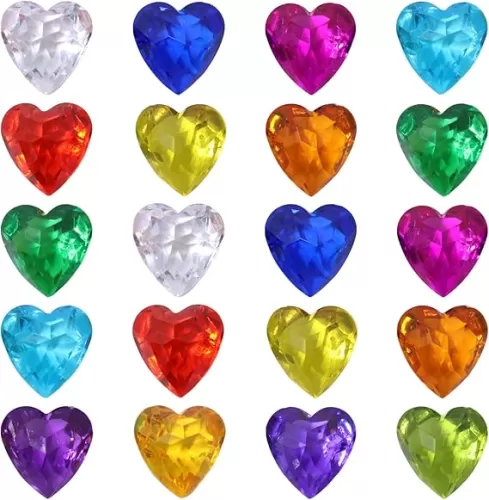 Honbay 20PCS 40mm Large Size Heart Shaped Acrylic Diamond Gems, Acrylic Faux Diamond Crystal Treasure Gems, for Table Scatters, Vase Fillers, Cakes, Fish Tank Decoration, Beach Treasure Hunting Games