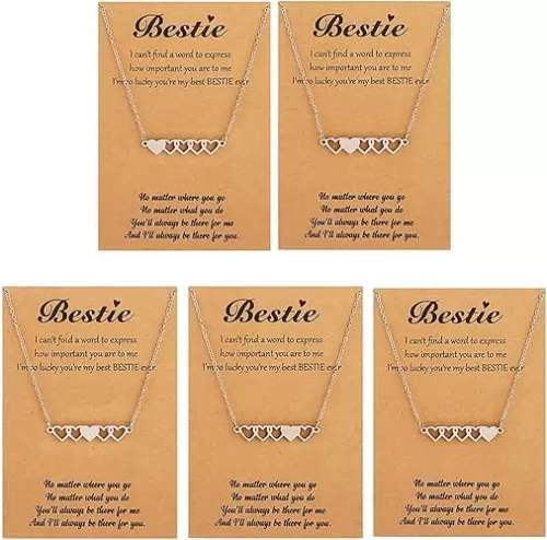 HUASAI Friendship Necklace for 2/3/4/5 Women - BFF Heart Matching Best Friend Necklace - Birthday, Graduation Gifts for Her, Sister, Bestie