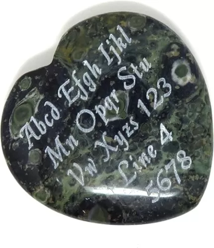 Innovative Surface Art Worry Stone Heart - 40mm or 1.57 inches - Engraved on one Side - Worry Divot on The Other Side - Valentines - Love - Gifts - Pocket (Kambaba Jasper)