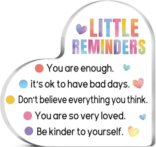 Inspirational Motivational Gifts For Him Her Heart Shaped Acrylic Plaque Decorative Design Employee Appreciation Gifts Little Reminders You Are Enough Clear Desk Decorative Acrylic Sign