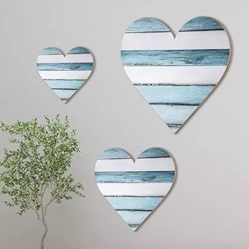 Jetec 3 Pcs Wood Heart Wall Decor Heart Shaped Wooden Sign Rustic Hanging Love Plaque for Kitchen Bedroom Bathroom Living Room Home Farmhouse gifts, 3 Sizes