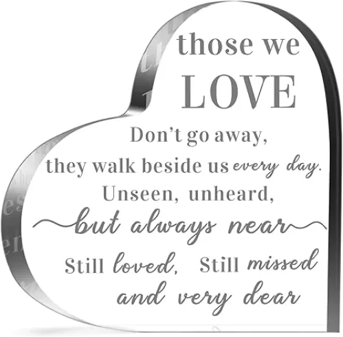 Jetec Bereavement Gift Acrylic Heart Sympathy Memorial Condolence Gift for Loss of Loved One Remember Me Grieving Present for Remembrance Table Decor(5 x 5 x 0.6 Inch)