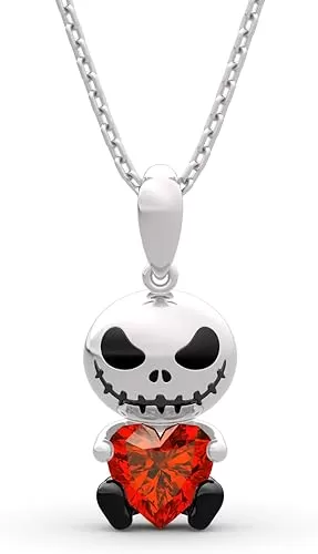 Jeulia Hug Me Love Confession Skull Heart Cut Sterling Silver Necklace for Women Wife Girlfriend Engagement Wedding Anniversary or Birthday Christmas With Jewelry Box