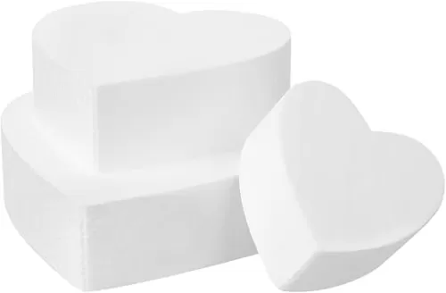 Kisangel Foam Cake Dummies, 3Pcs Heart Shaped Polystyrene Dummy Cake Fake Model for DIY Wedding Crafts Decor