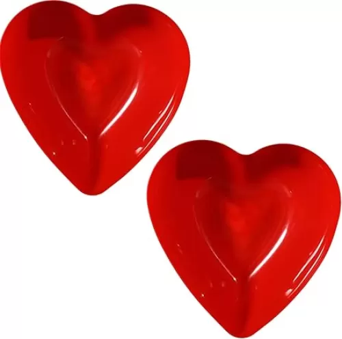 KRE Red Valentine Heart-Shaped Deep Bowl 10.375x9.625x3.625 Inches Candies Cookie Chocolate Chips Holder for Birthday Reunion Get Together Parties Celebration Pack of 2 with Bonus Uniobbey
