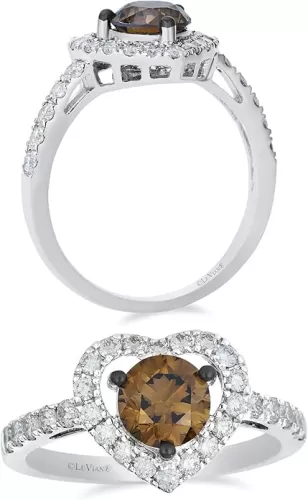 Le Vian 3/4 or 1 1/2 Carat Chocolate Diamond Heart Engagement Ring for Women I 14k White Gold Promise Ring for Her (Brown/H-I, SI2-SI3, cttw) Clear Diamond Accents Wedding Anniversary Band Size 6 to 8
