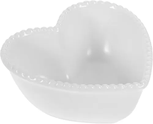 Luxshiny Heart Shaped Bowl: Ceramic Irregular Bowl for Fruit Salad Dessert and Snacks - White Serving Dish for Home Kitchen Restaurant