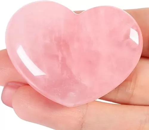 MAIBAOTA 45 mm Rose Quartz Crystals Large Heart Stone Healing Crystals Gifts for Women Natural Reiki Gemstone Polished Heart Shaped Rocks Meditation