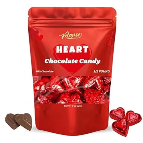 Milk Chocolate Heart Shaped Mini Rich Gourmet Individually Wrapped in Red, 24 Pieces 8 oz, Milk Chocolate Candy