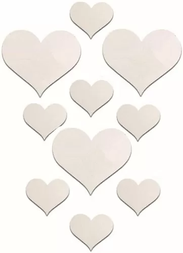 mollensiuer 1 Set Total 10 Pieces Heart Shape Acrylic Mirror Wall Stickers Plate Self Adhesive Mirror Stickers Mirrors for Wall Decor, Wedding Table Centerpiece, Art Wall Decoration (Silver)