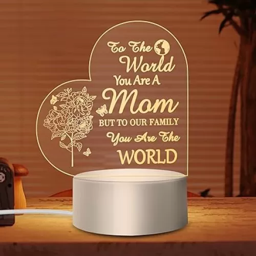 Mom Birthday Gifts from Daughter Son, Mother's Day Gifts for Mom Room Decor 3D Night Light (Heart Shape H1)