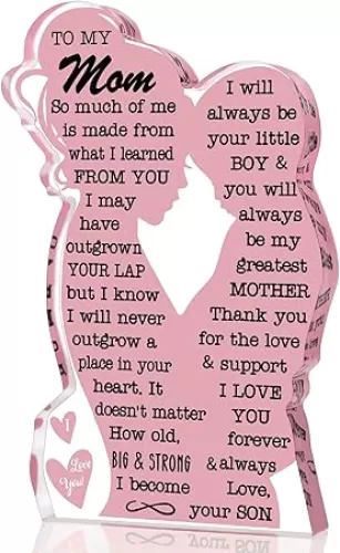 Mom Gifts Mothers Day Gifts from Son, Mom Birthday Gift Ideas Cool Easter Day Gifts for Mom I Love Mom Best Mom Ever Gifts New Mom Single Mom Mama Christmas Mother's Day Gift 2025 Acrylic Plaque Sign