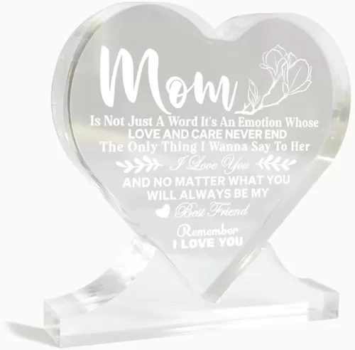 Moms Gift - Heart-Shaped Acrylic Decor: 