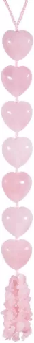 mookaitedecor Rose Quartz Heart Crystals Hanging Ornament, Healing Stones Tumbled Gemstones for Car & Home Decor, Reiki Yoga Meditation, 12-12.6 Inches