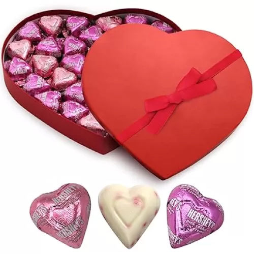 Mother's Day Chocolate Hearts in Heart Shape Box, Premium Pack of 30 Heart Shaped White Chocolates – A Sweet Mother’s Day Gift for Mom, Perfect for Sharing & Celebrating
