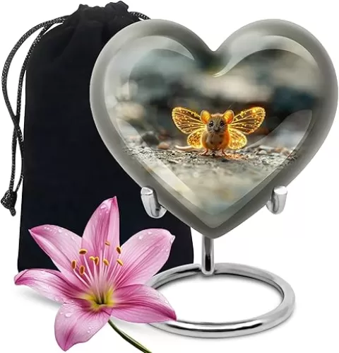 Mouse Heart Shaped Cremation Urn for Human Ashes - Urn for Ashes for Women - Cremation Urns for Ashes - Urns for Human Ashes Adult Female - Large Urns for Human Ashes Adult Male (8inch)