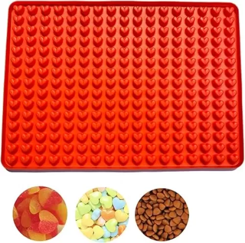 Newk 255 Cavity Pet Treats Mold, Mini Heart Shaped Gummy Mold for Chocolate Drops Mold, Dog Treats Pan, Candy Mold