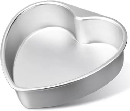 Nuogo 8 Inch Heart Shaped Aluminum Cake Pan Heart Shaped Baking Pan DIY Baking Cake Mold Tool for Valentine Weddings Birthday Party