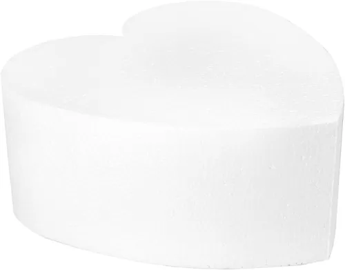 O'Creme Polystyrene Dummy Cake Decorating Display for Baked Goods Bakery Supplies Heart Shape - White (4”H x 6")