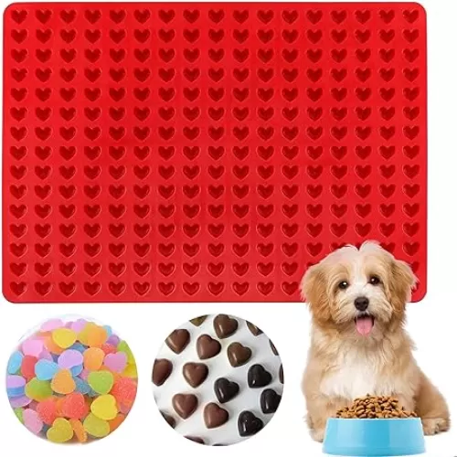 Palksky 255-Cavity Mini Heart Silicone Gummy Mold/Chocolate Drops Mold/Dog Treats Pan/Heart shape Candy Molds for Ganache Jelly Caramels Cookies Pet Treats Baking Mold