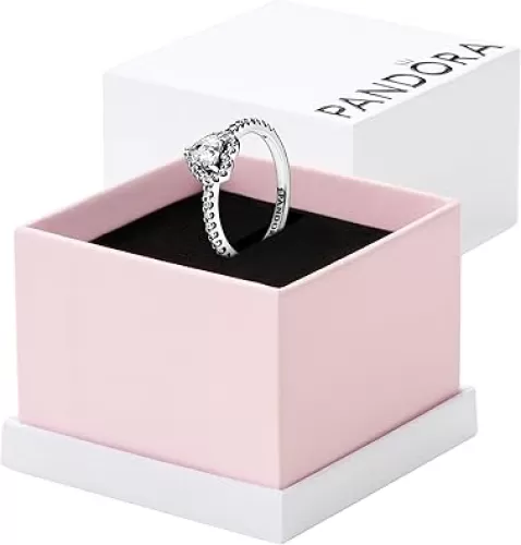 Pandora Elevated Heart Ring - Promise Ring for Women - Layering or Stackable Ring - Gift for Her - With Gift Box