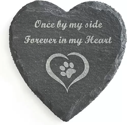 Personalized Heart Shape Pet Memorial Stone 4 inches, Forever in My Heart Dog Cat Memorial Plaque, Pet Grave Stone, Heart Rock Pet Loss Gift