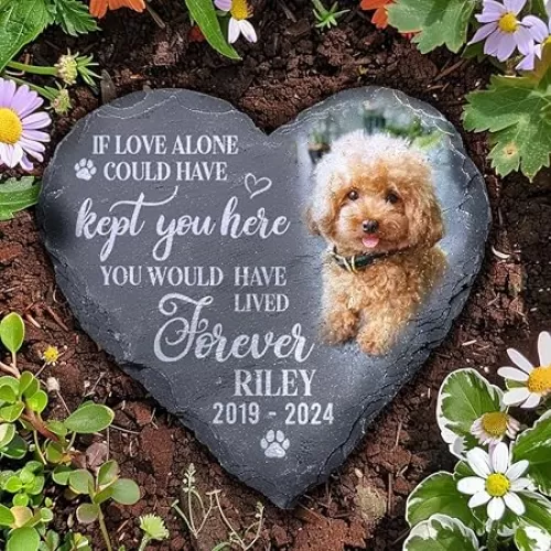 Personalized Memorial Gifts for Pet Loss, Custom Photo Pet Memorial Stone, Gifts for Cat & Dog Lovers
