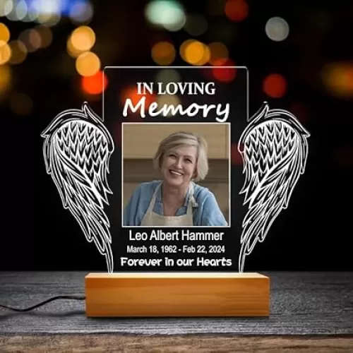 Personalized Memorial Gifts LED Picture Frame, Sympathy Gift for Loss of Loved One in Memory of Dad Mom Husband Sister Friend Funeral Mourning Ideas
