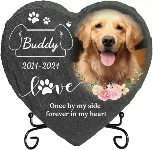 Personalized Pet Memorial Stones for Dogs/Cats, Dog Memorial Gifts for Loss of Dog, Pet Loss Sympathy Gift, Dog Remembrance Gift, Sympathy Stone Gift for Pet Lovers (Heart)